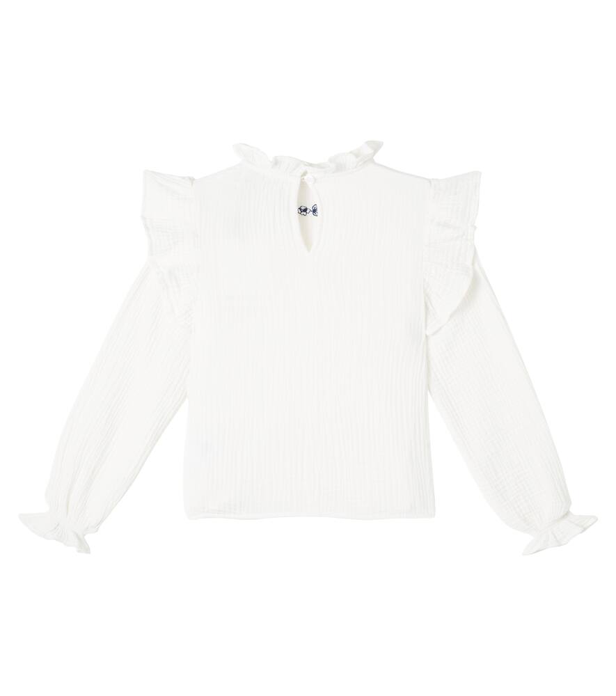 The New Society Maitea Ruffled Cotton Blouse In White