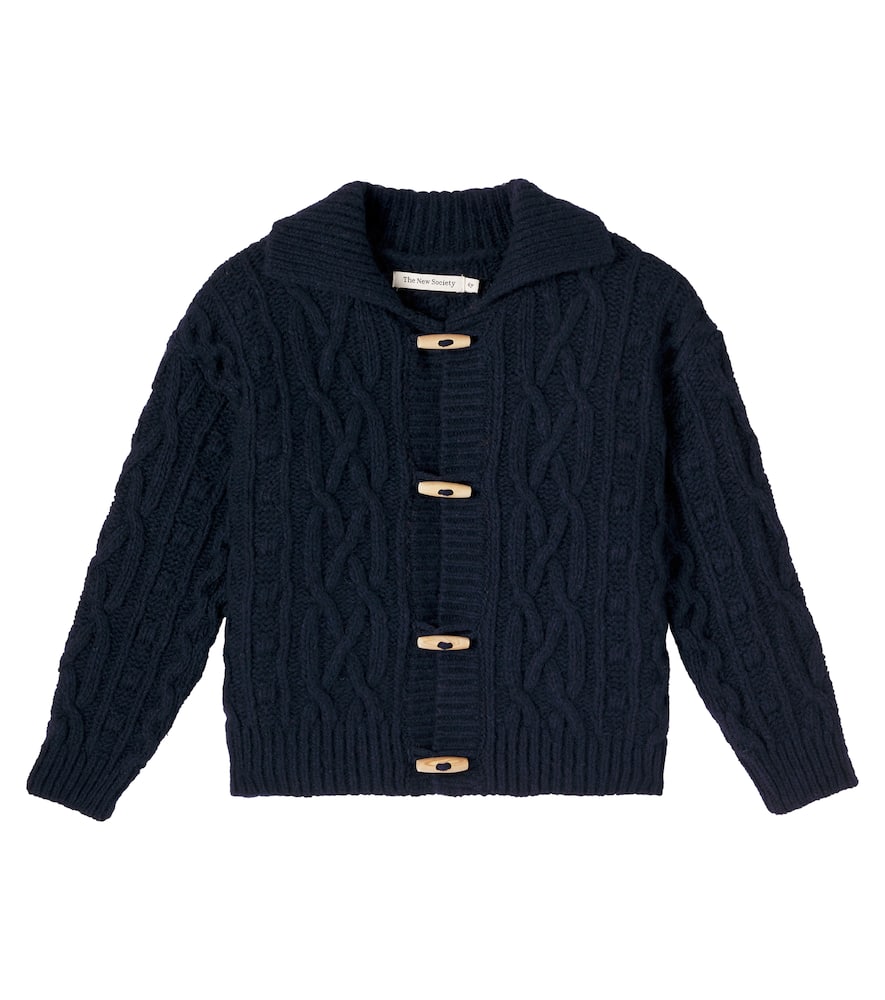The New Society Maria Cable-knit Wool-blend Cardigan In Black