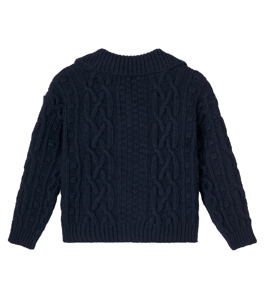 The New Society Maria Cable-knit Wool-blend Cardigan In Black