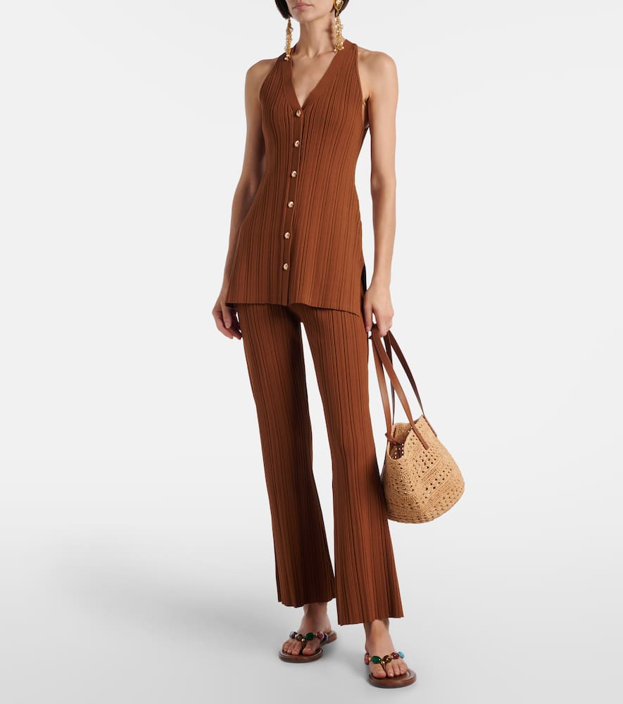 Veronica Beard Massaro Cropped Flared Pants In Brown