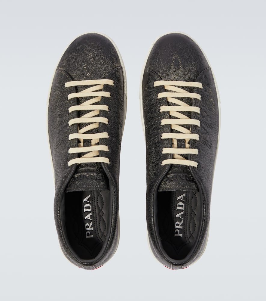 Prada Men's Aged-effect Leather Sneakers In Multi
