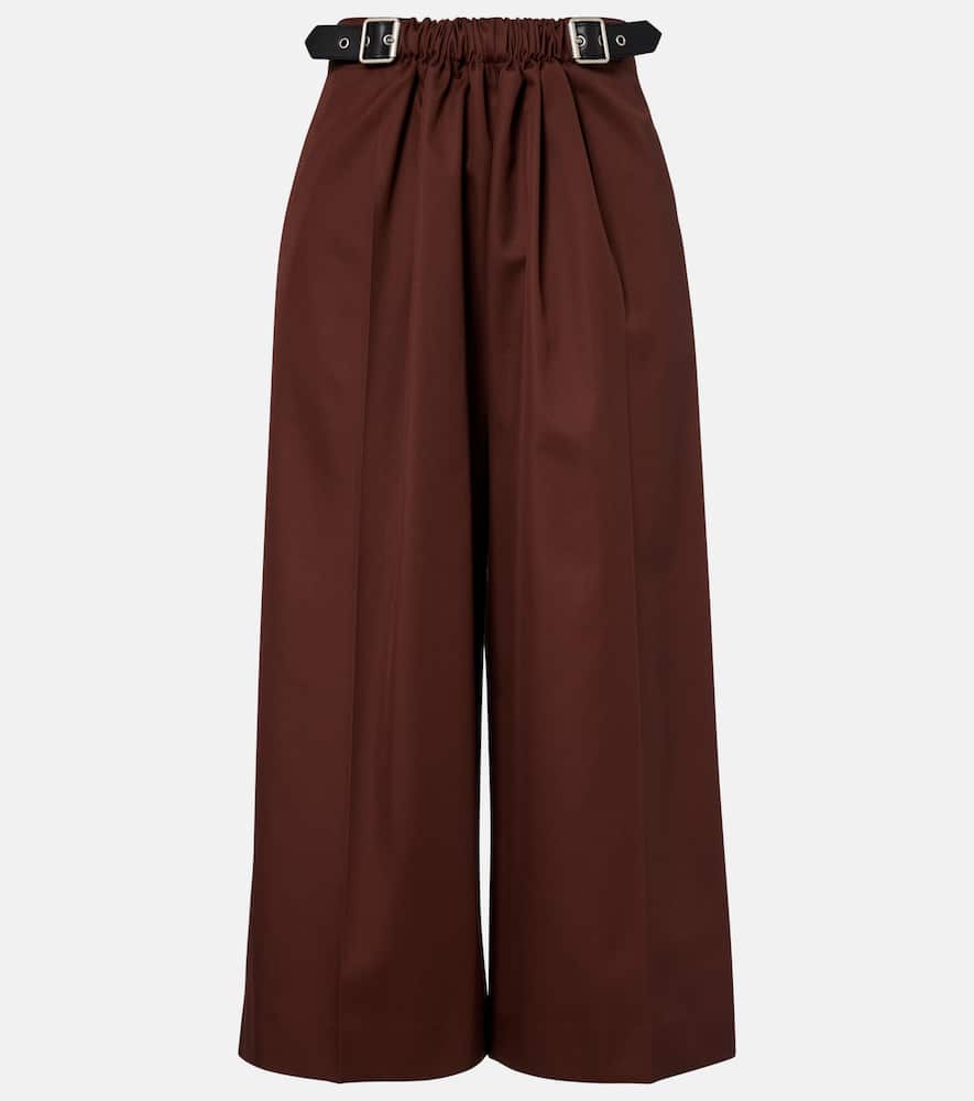 Loewe High-rise Cotton And Silk Culottes In Burgundy