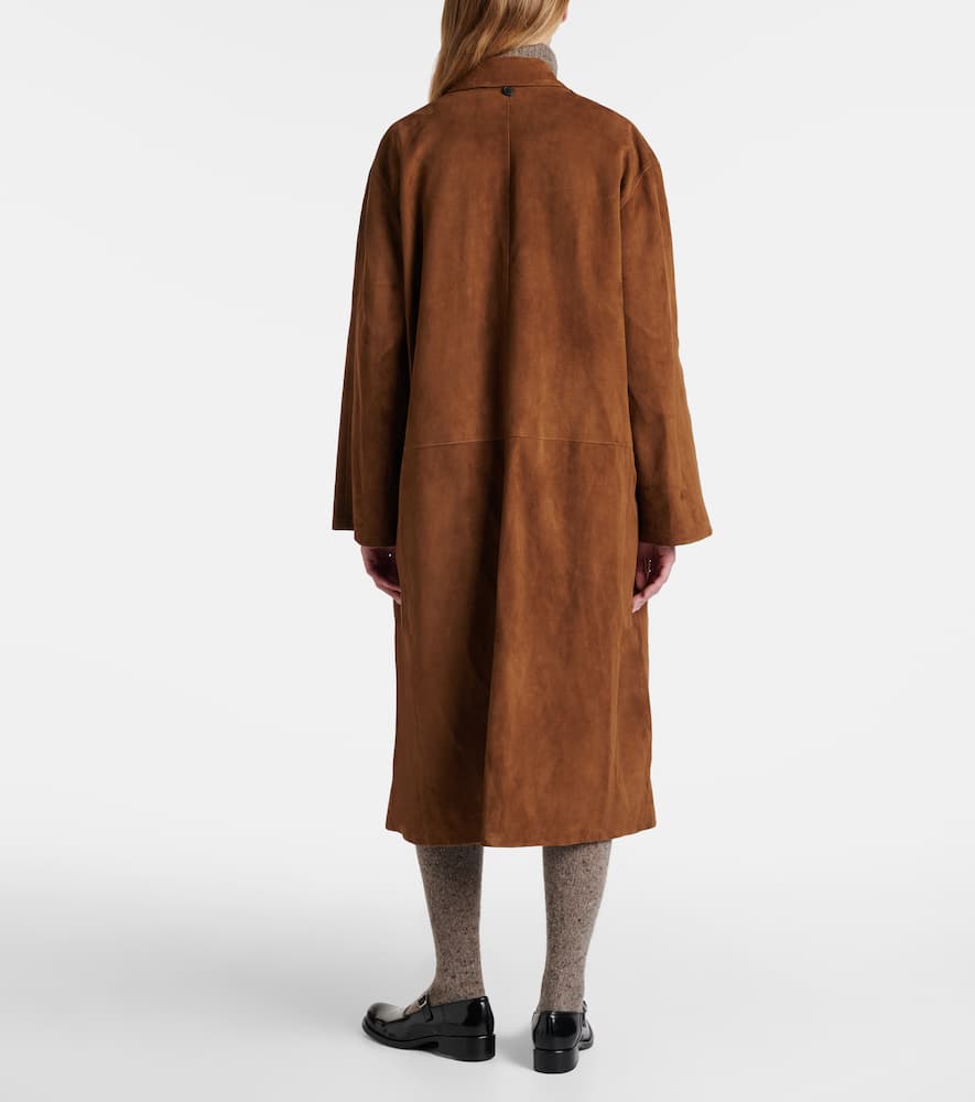 The Row Serenis Suede Coat In Brown