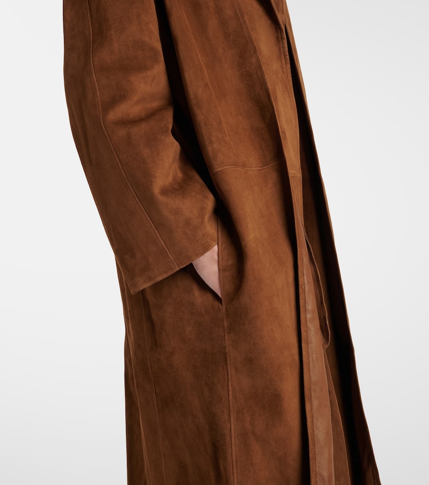 The Row Serenis Suede Coat In Brown