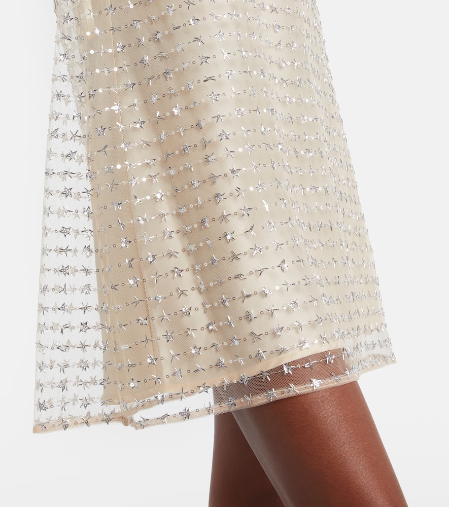 Staud Aurielle Sequined Tulle Minidress In Neutral