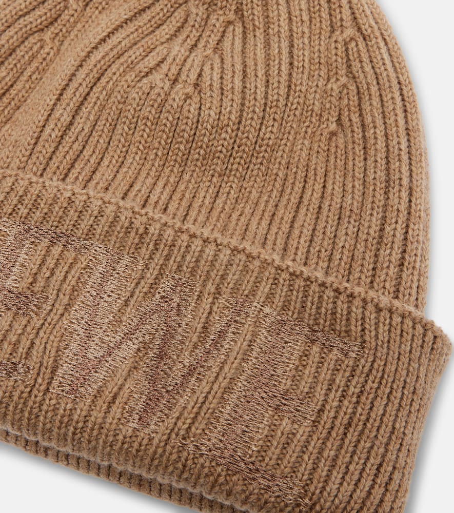 Loewe Logo Embroidered Ribbed-knit Wool Beanie In Brown