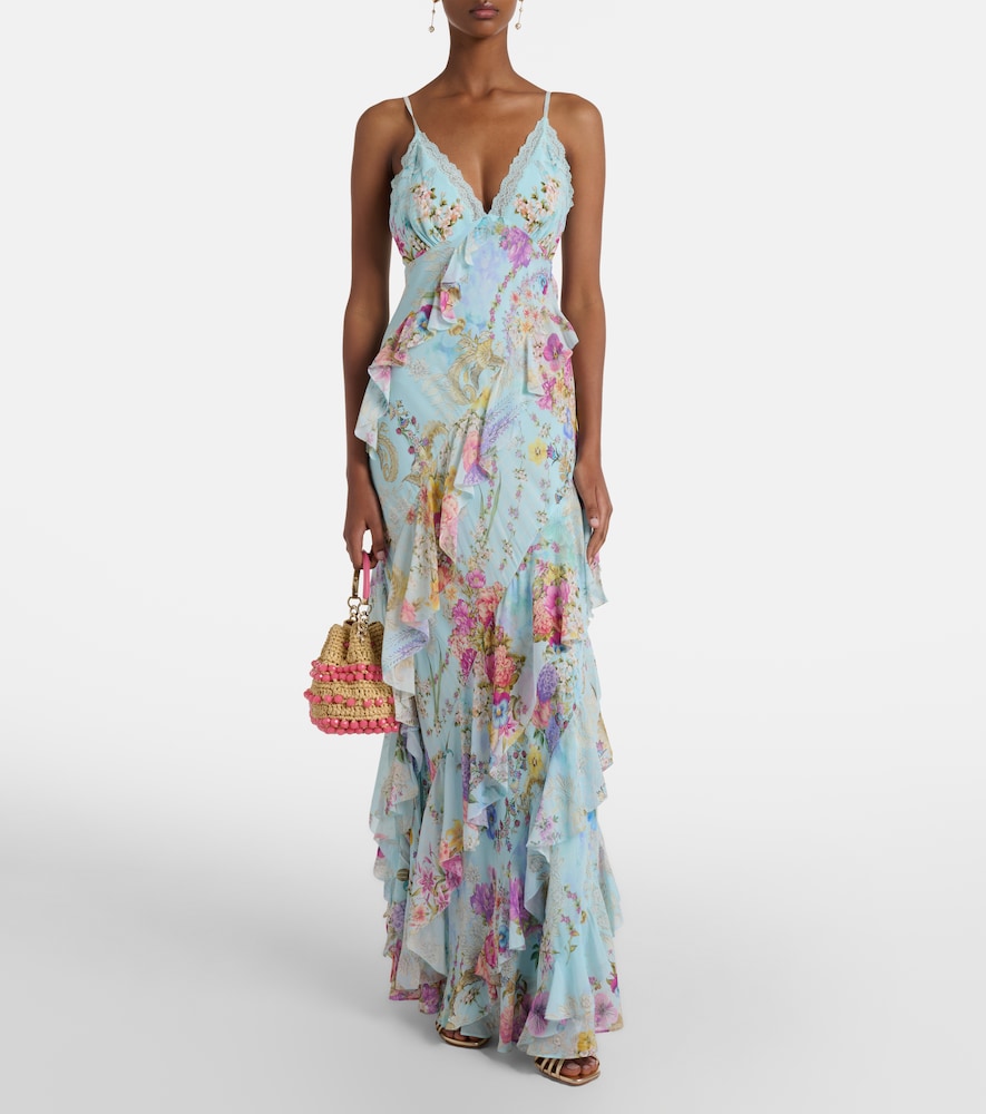 Camilla Floral ruffled silk slip dress