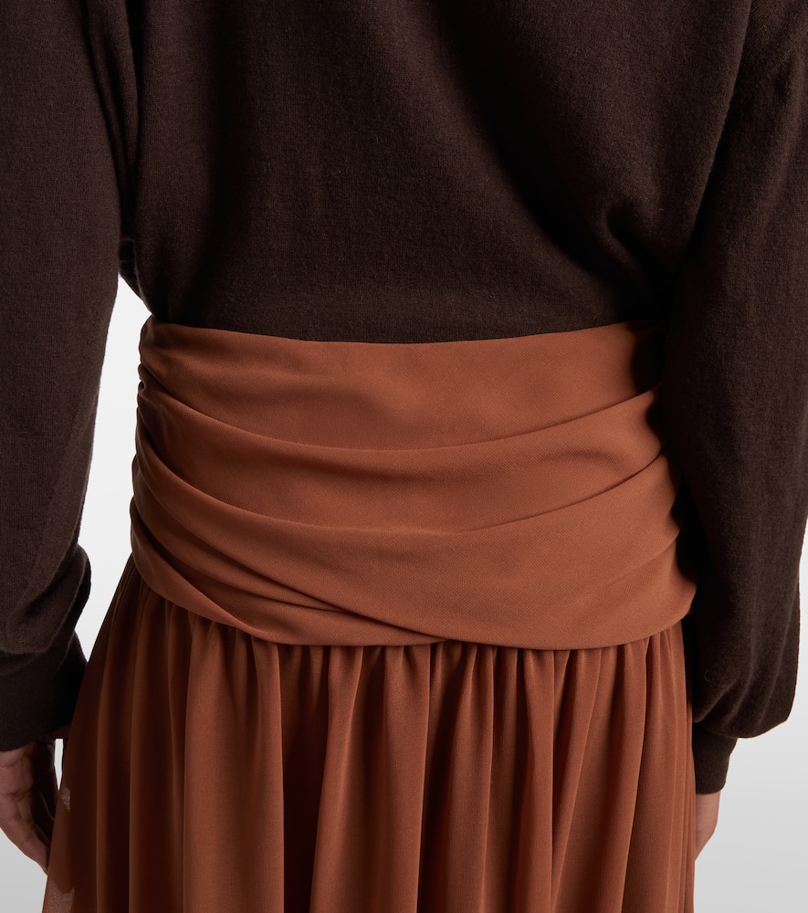 Jacques Wei Draped Asymmetric Maxi Skirt In Brown