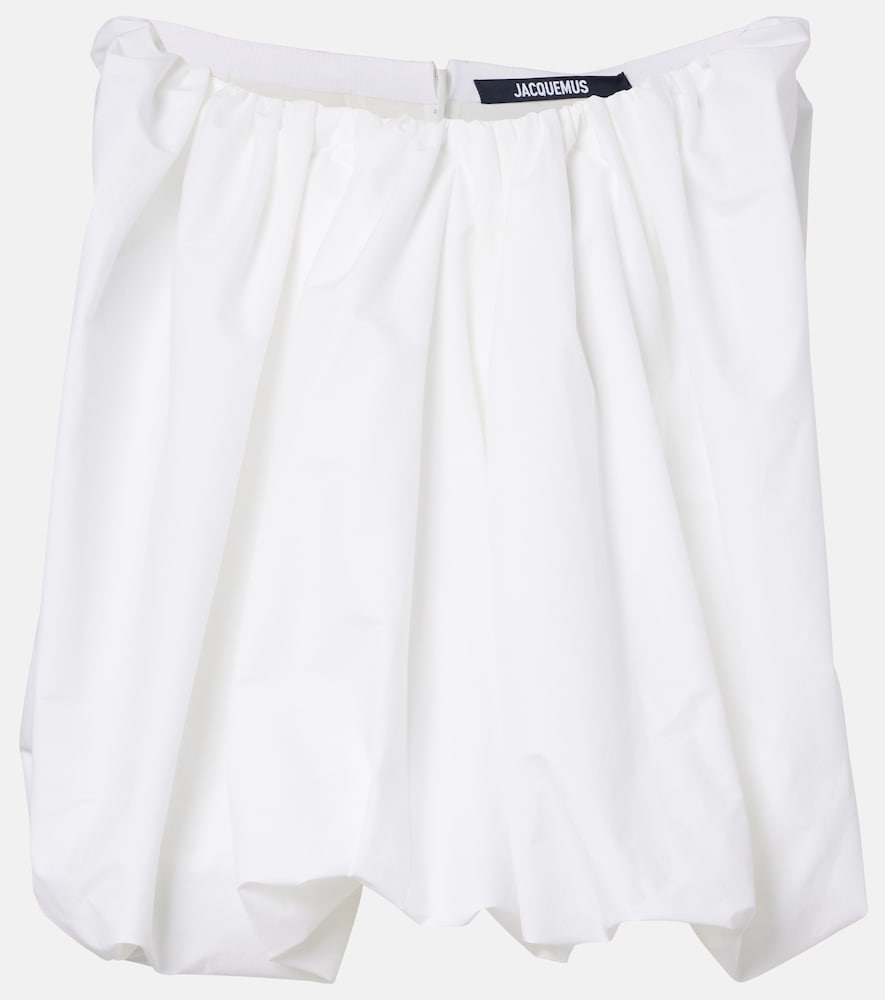 Jacquemus Lavande gathered off-shoulder cotton-blend top