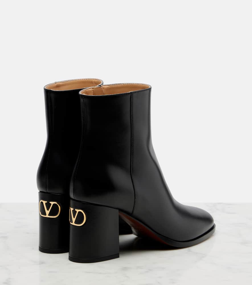Valentino Vlogo Leather Ankle Boots In Black
