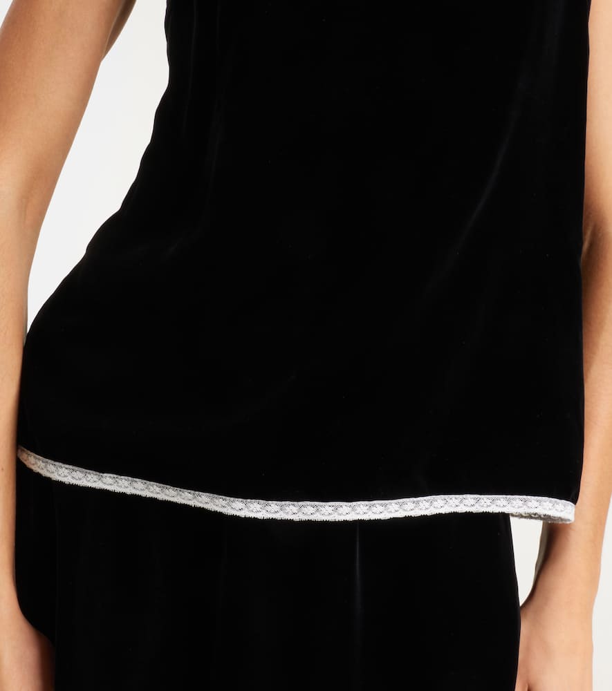 Prada Lace-trimmed Velvet Camisole In Black