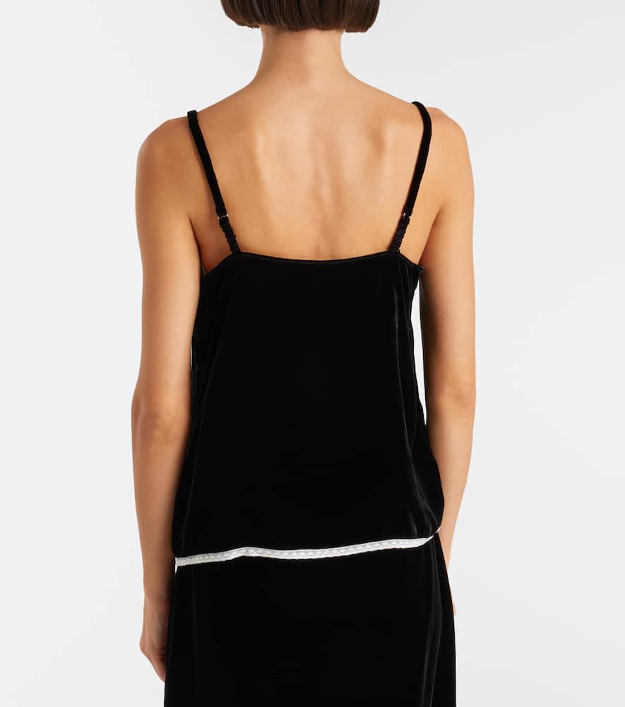 Prada Lace-trimmed Velvet Camisole In Black