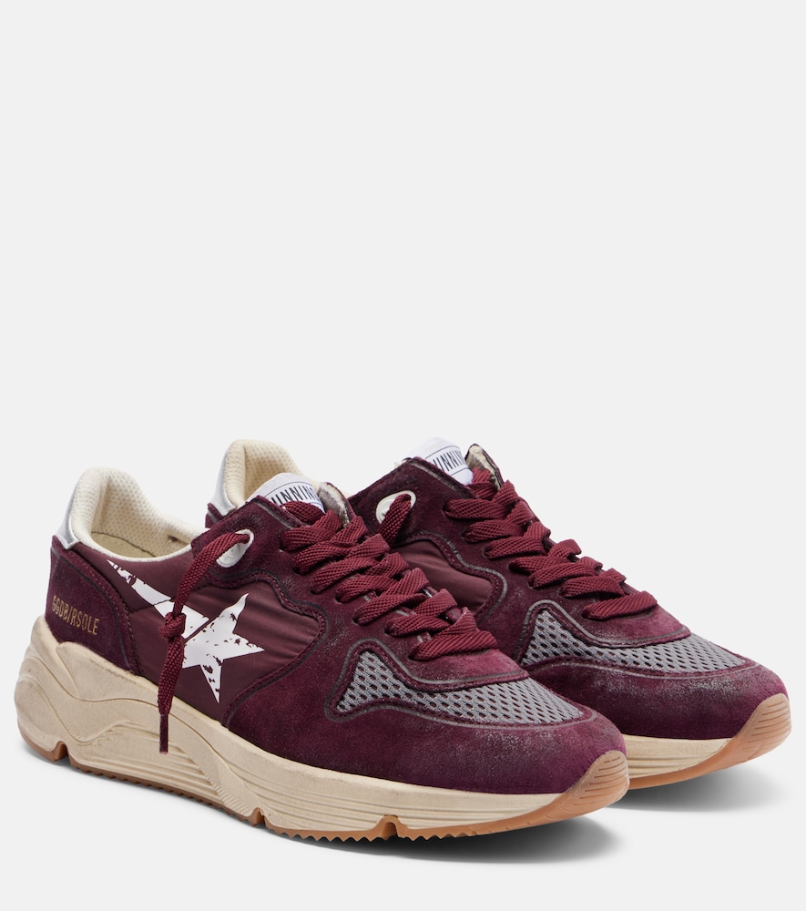 Golden Goose Women's Burgundy Running Nylon Suede-Trimmed Sneakers UK Size 6 - Mytheresa