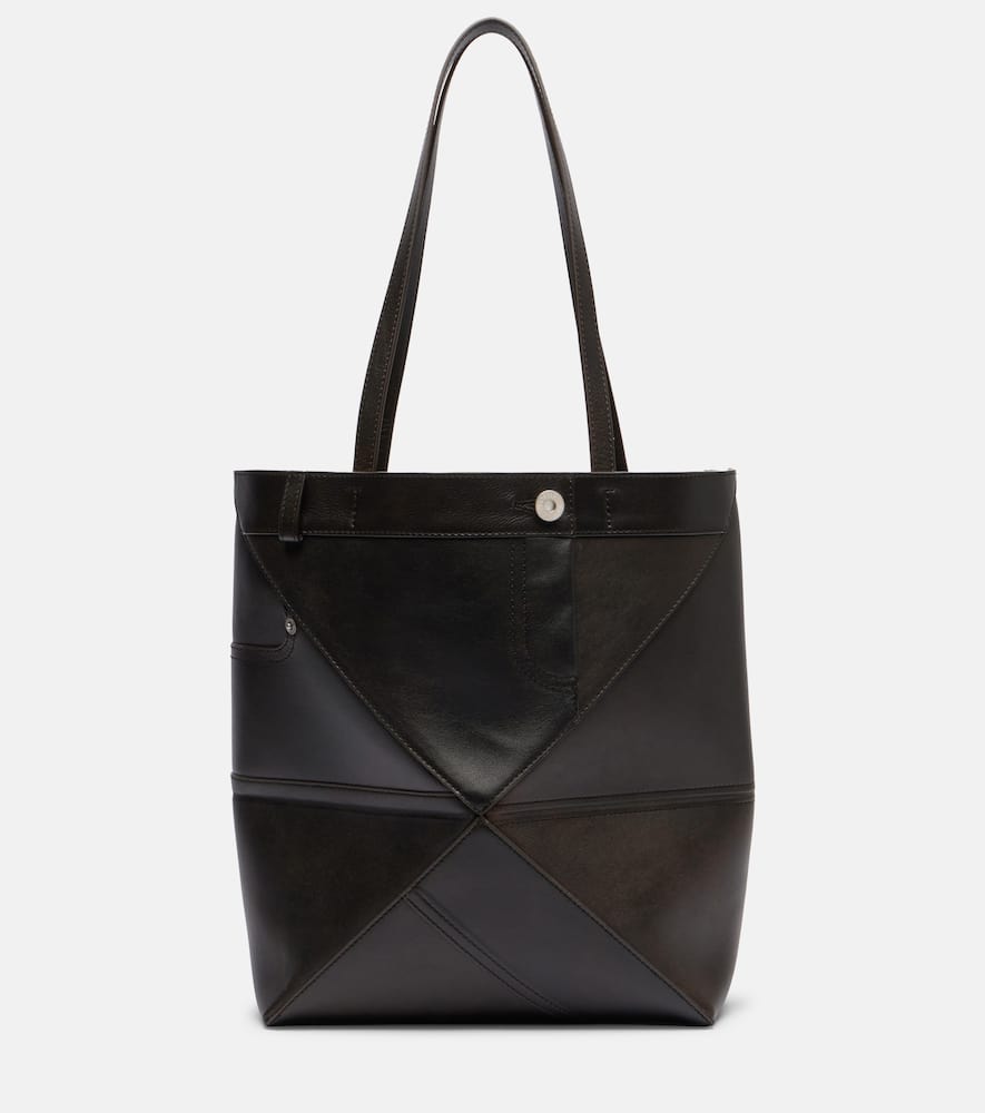 Loewe Puzzle Fold Medium Leather Tote Bag In Brown