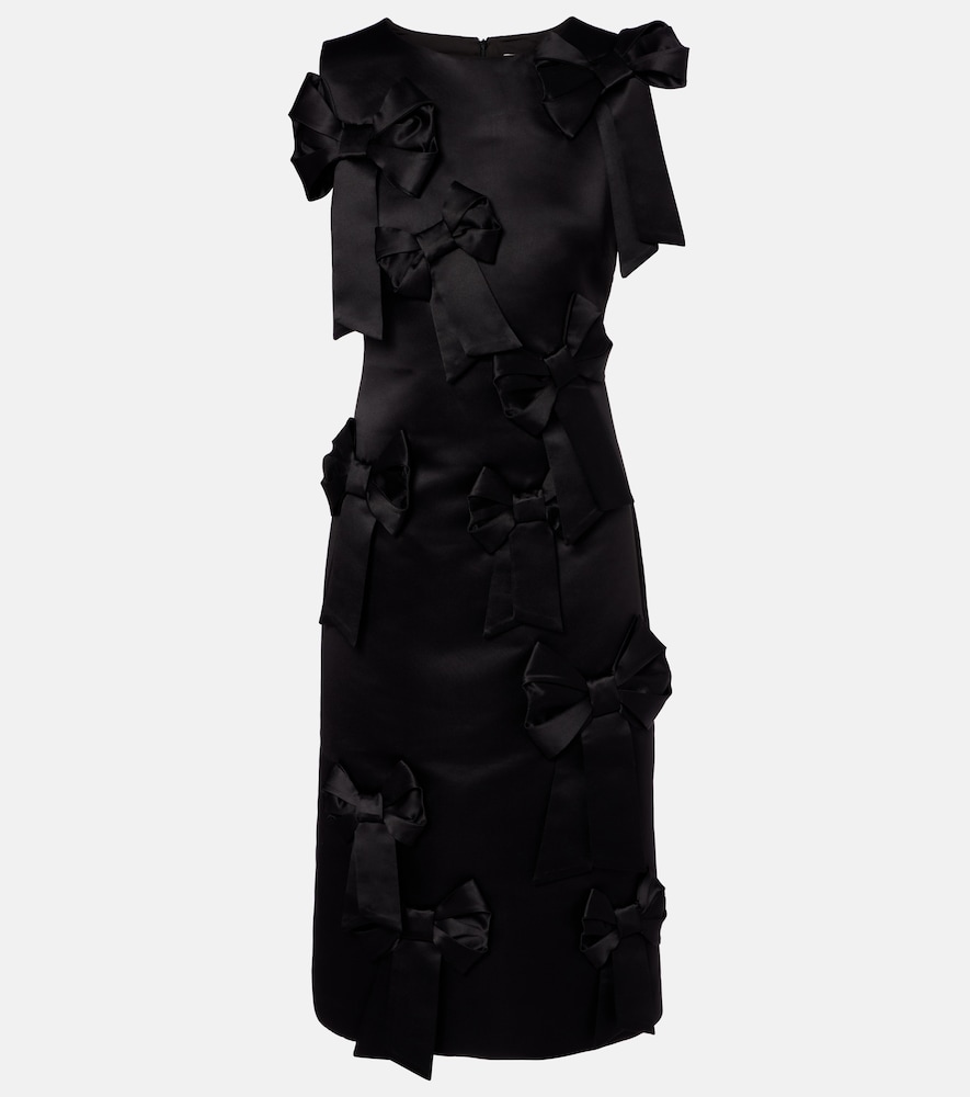 Ganni Women's Black Bow-Detail Satin Cocktail Dress UK Size 10 - Mytheresa