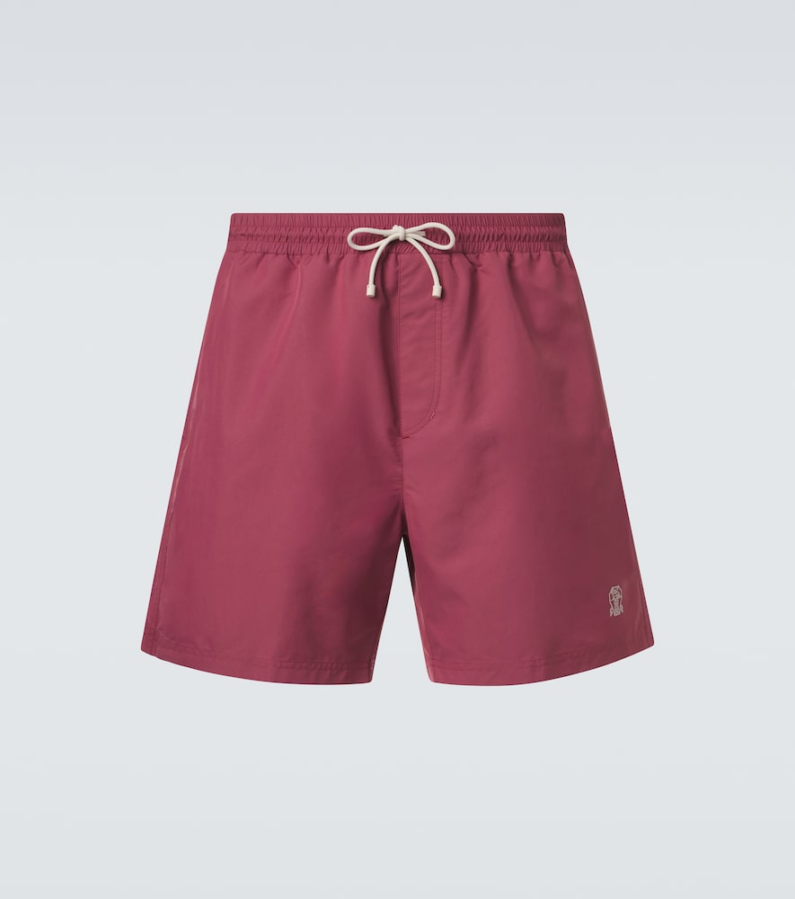 Brunello Cucinelli Men's Pink Logo Swim Trunks UK Size 36 - Mytheresa