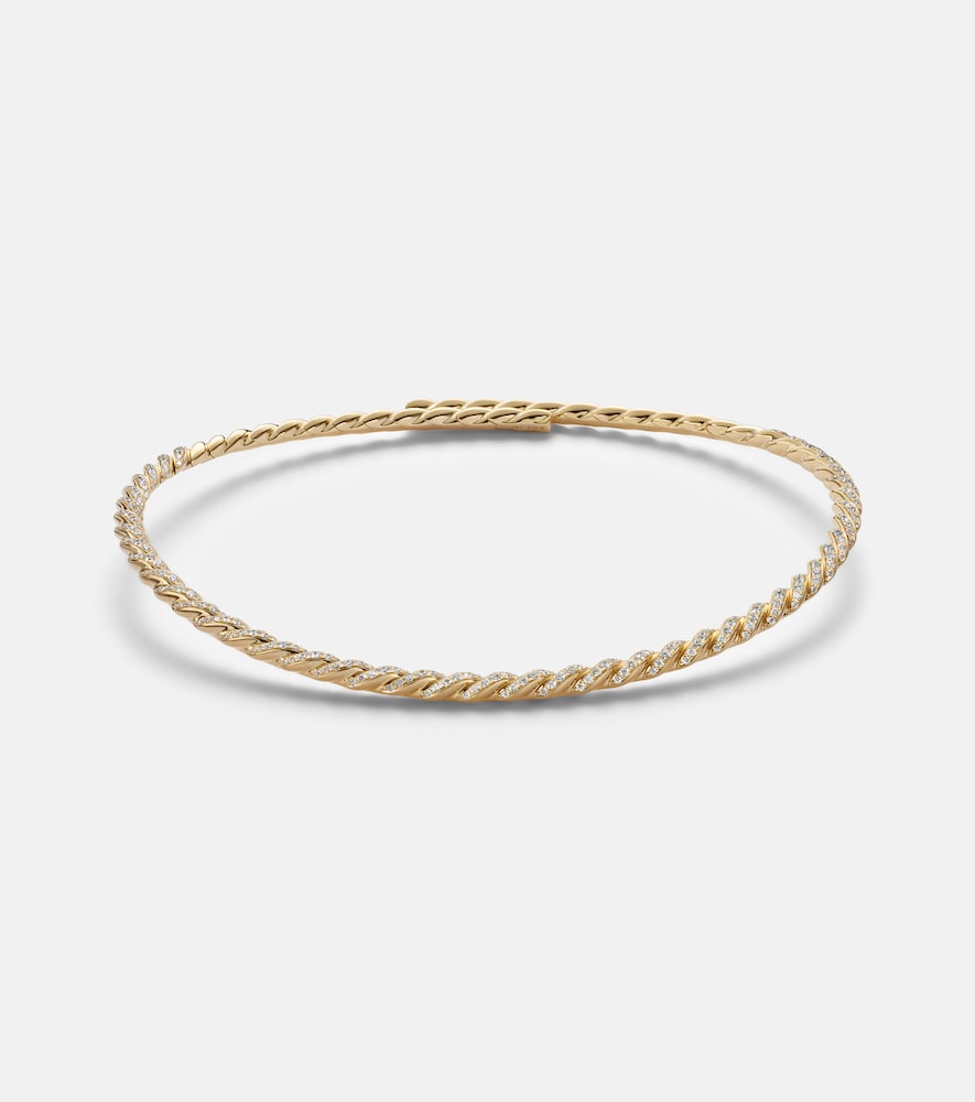 David Yurman Sculpted Cable Flex 18kt gold choker with diamonds