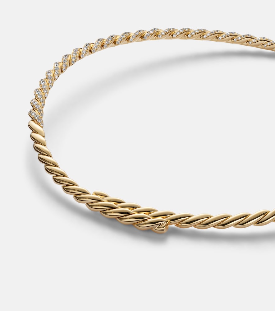  David Yurman David Yurman Choker Sculpted Cable Flex Aus 18kt Gelbgold Mit Diamanten 