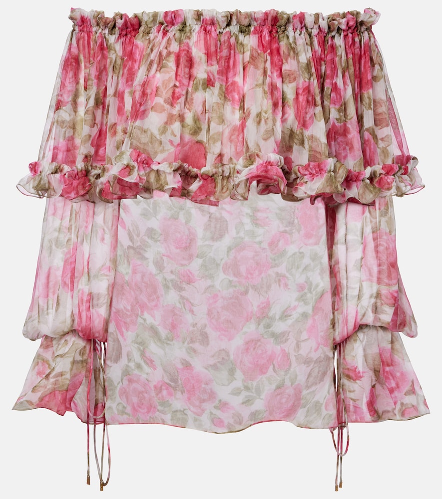 Chloe Chloé Floral off-shoulder silk top