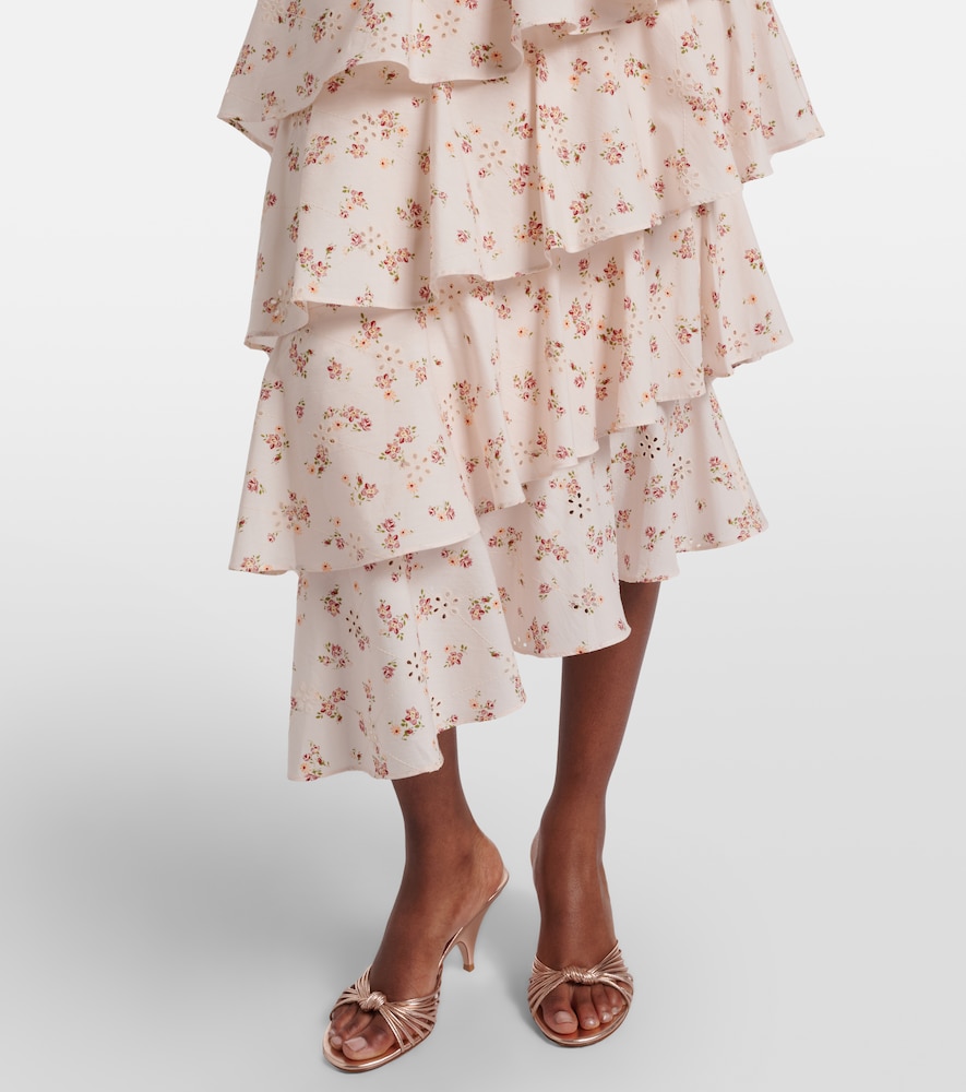  Markarian Markarian Laura Floral Tiered Cotton Midi Skirt 