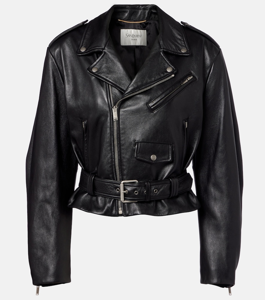 Saint Laurent Cropped leather biker jacket