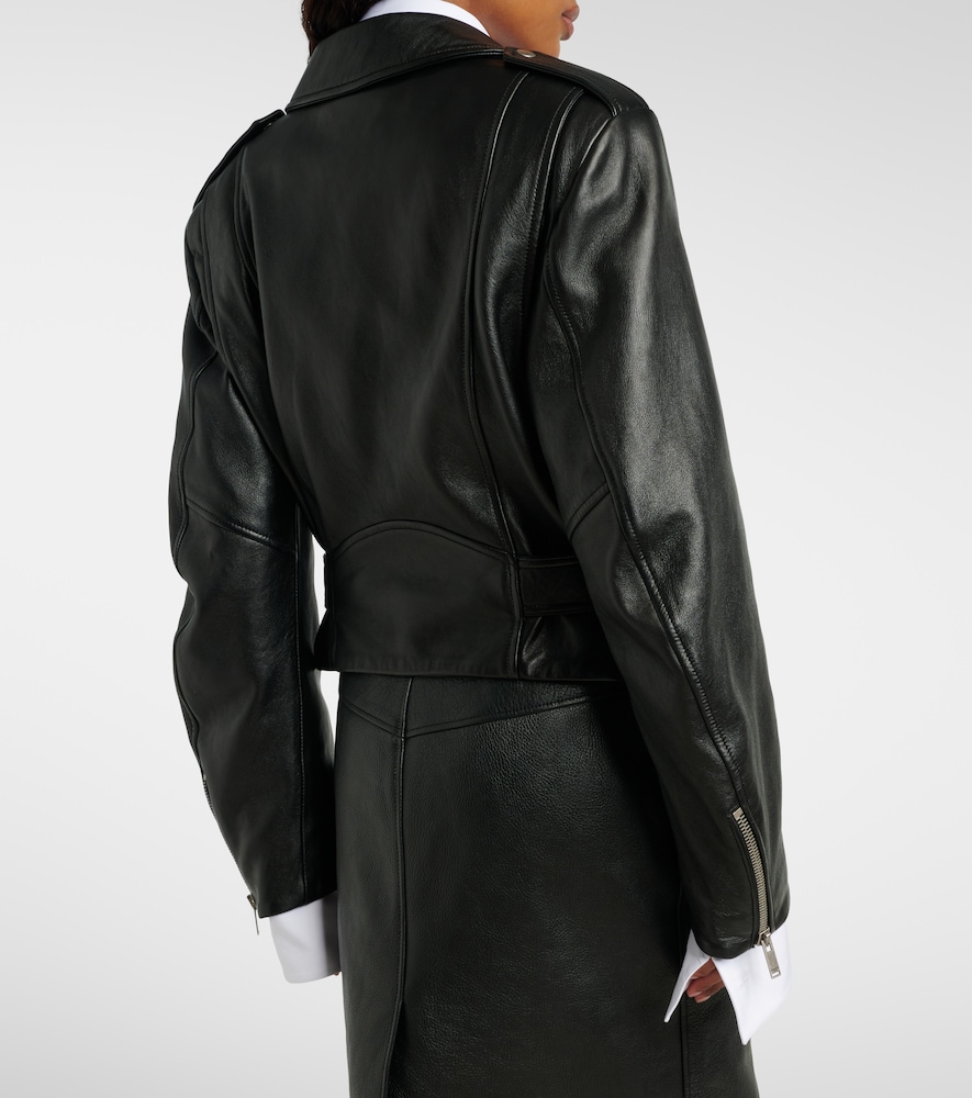  Saint Laurent Saint Laurent Cropped Leather Biker Jacket 