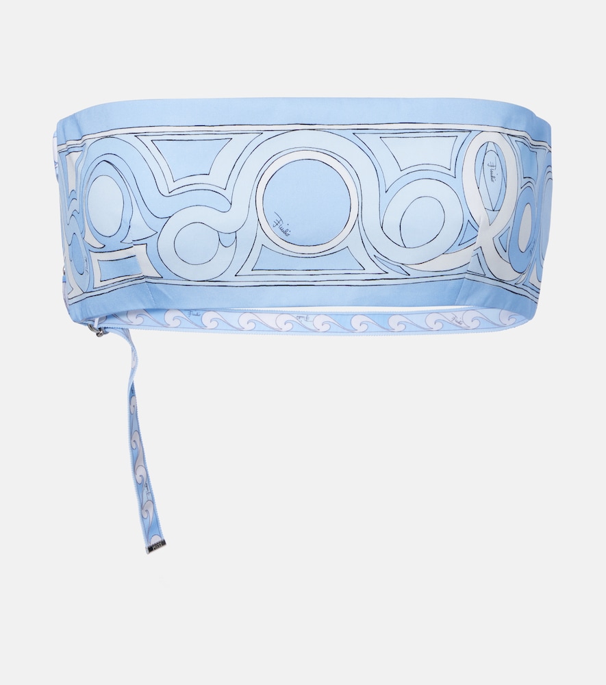 Pucci Printed Cotton Toile Bandeau Top In Blue