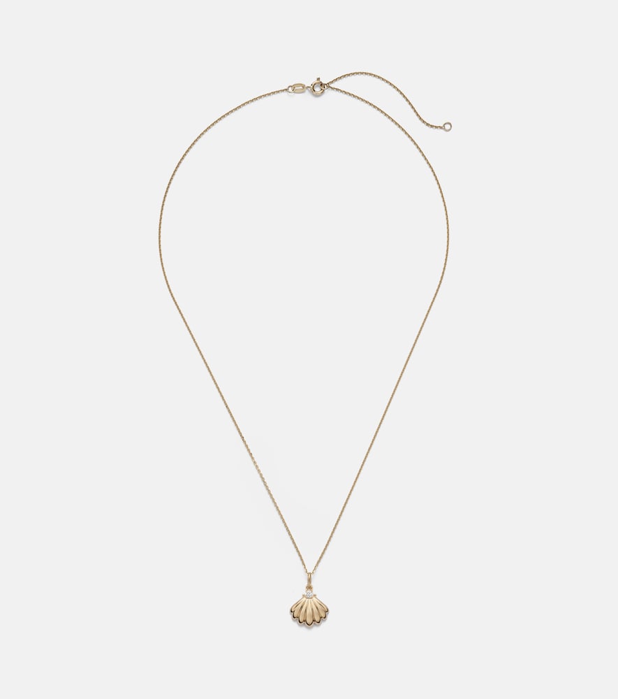 Collana Vintage Scallop Shell in oro 14kt con diamanti