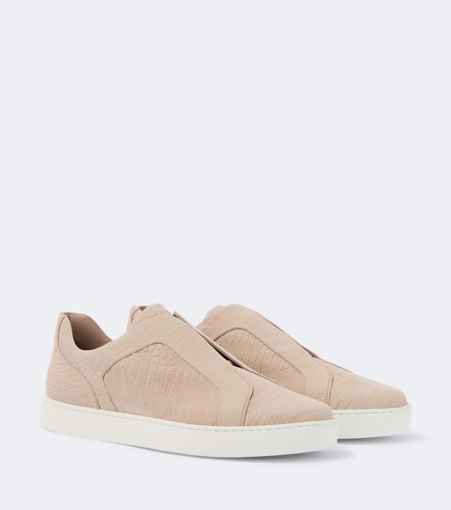 Manolo Blahnik Manolo Blahnik Agilio croc-effect leather slip-on sneakers　Manolo Blahnik Agilio クロコ模様 レザー スリッポン スニーカー