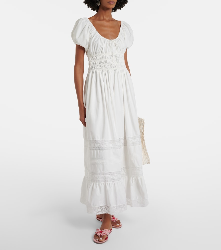 Faithfull Elbie lace-trimmed cotton maxi dress