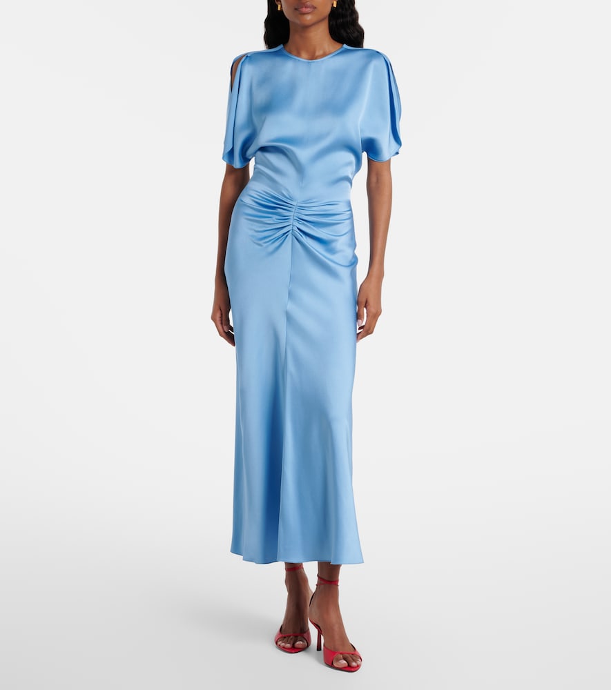Victoria Beckham Gathered satin midi dress