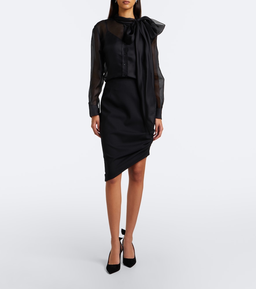 Tie-Neck Silk Organza Blouse