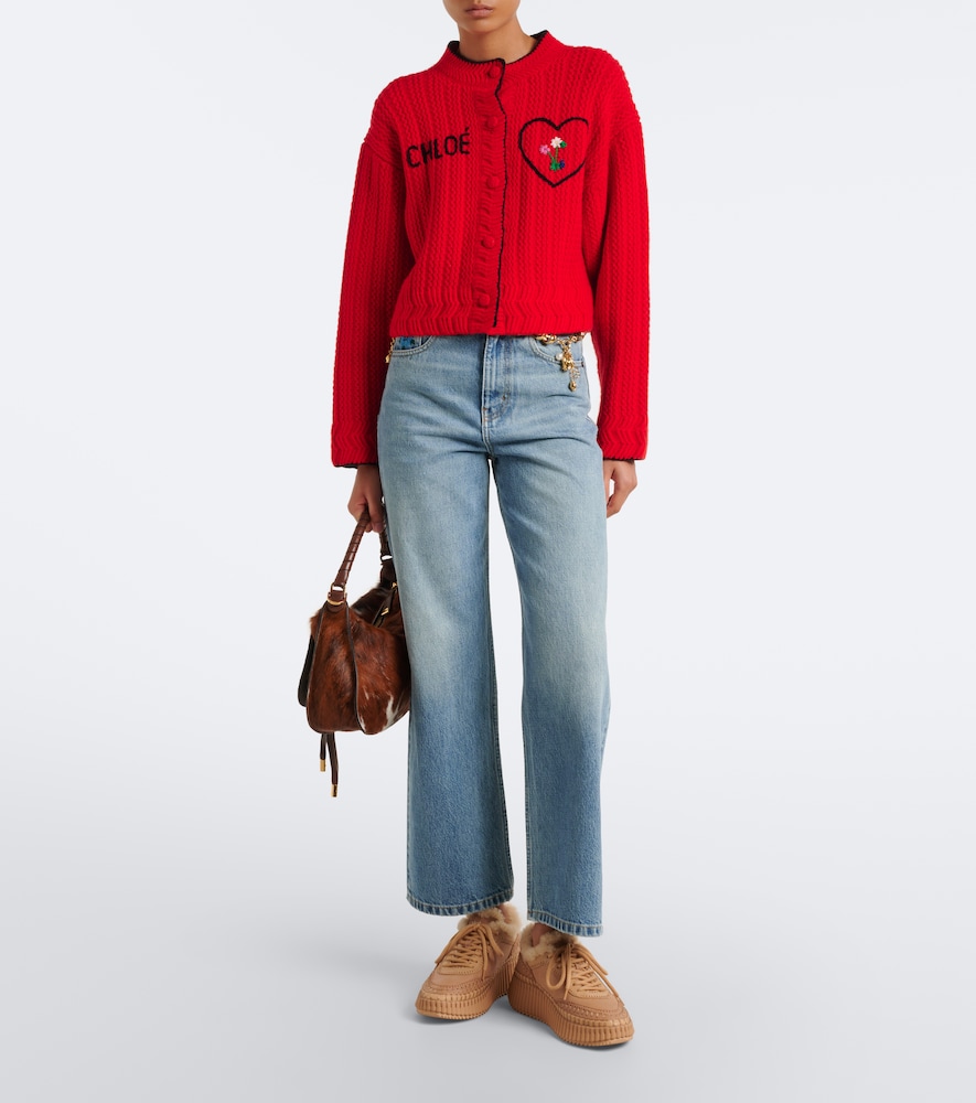 Chloé Nama Shearling-Lined Suede Platform Sneakers