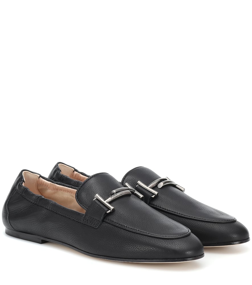 Click to view more detailed imagery on our partner's website Tod's Women's Leather Loafers Moccasins Double T In Black