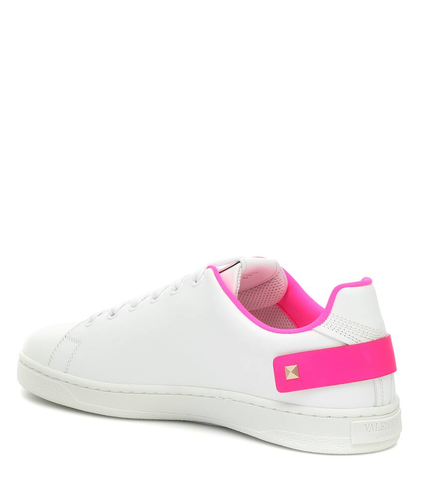 VALENTINO BACKNET LEATHER SNEAKERS,P00438282
