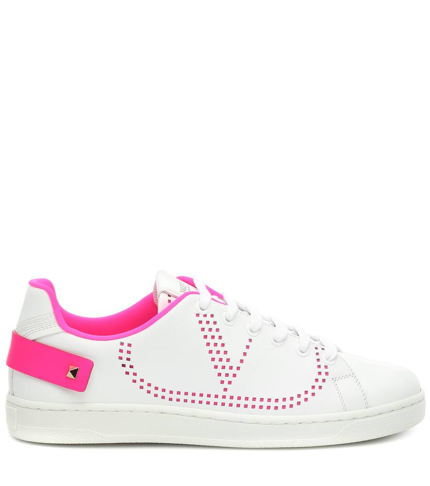 VALENTINO BACKNET LEATHER SNEAKERS,P00438282
