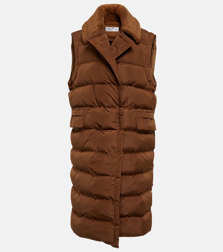 Max Mara Coccole faux fur-trimmed puffer vest