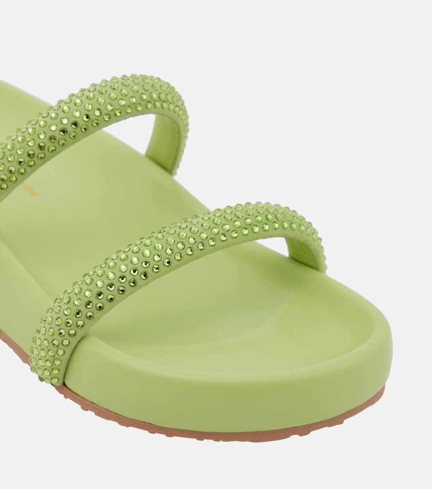 Gianvito Rossi Croisette Embellished Leather Sandals In Green