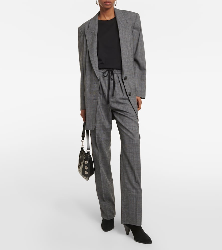 Shop Marant Etoile Priska Checked High-rise Wool Pants In Black