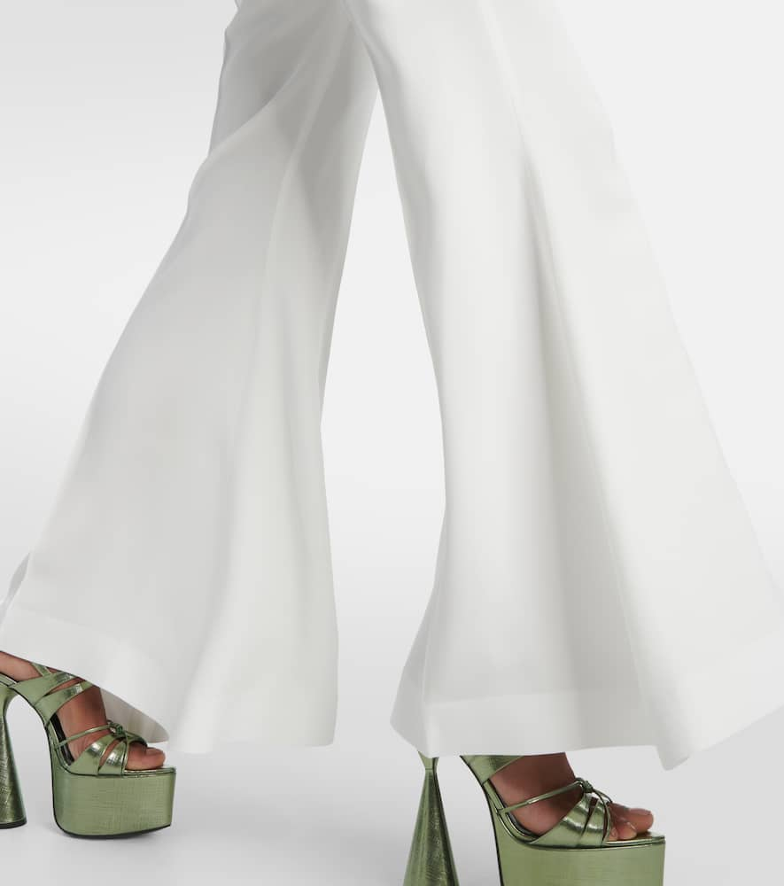 Shop Nina Ricci High-rise Cady Flared Pants In Neutrals