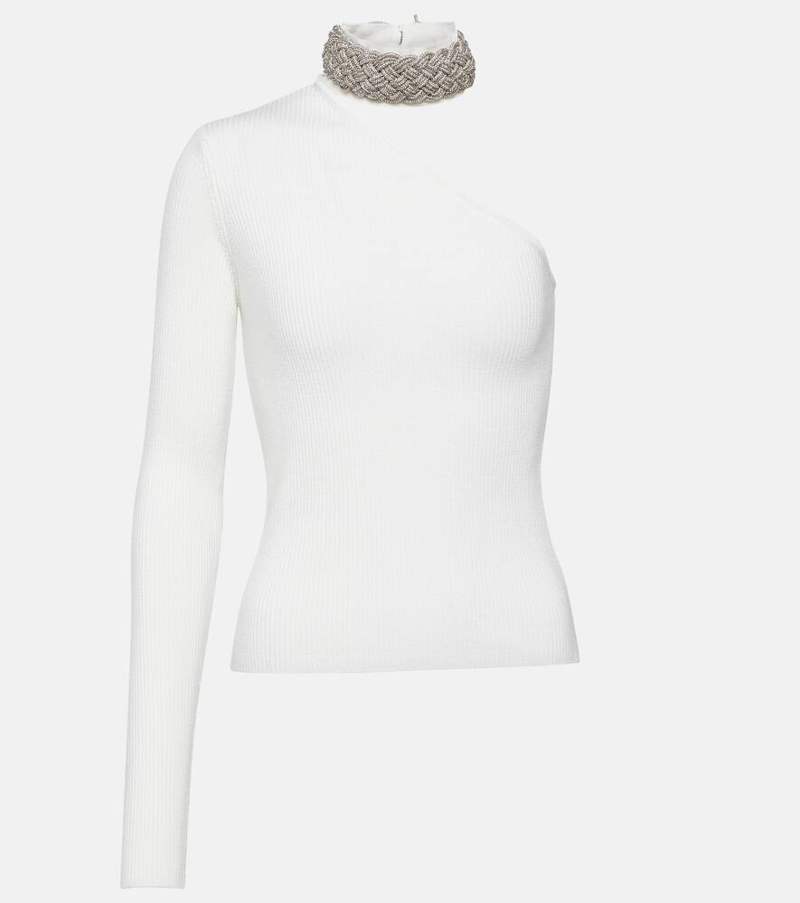 Giuseppe di Morabito Crystal-embellished wool-blend top