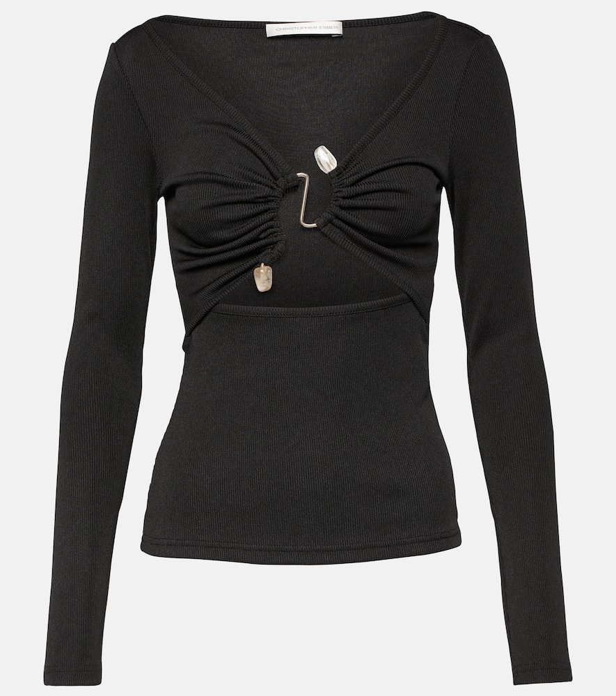 Christopher Esber Black Callisto Gathered Cut-out Top In Black