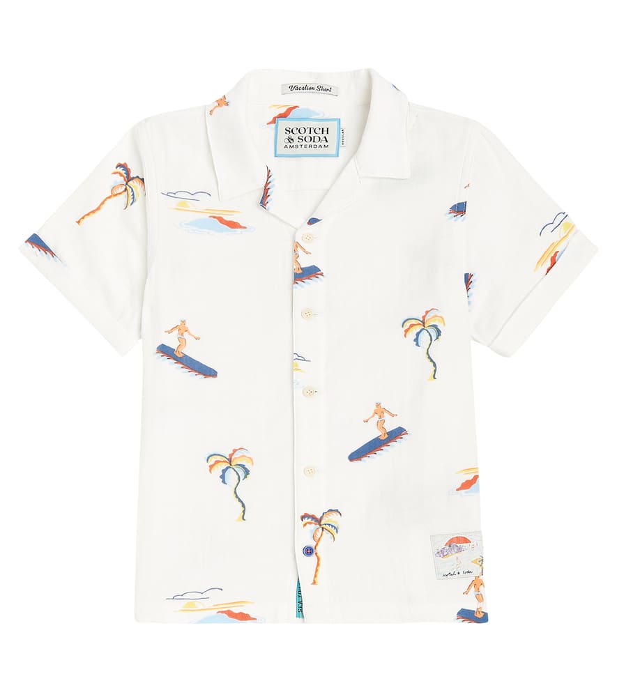 Scotch & Soda Kids Printed cotton bowling shirt