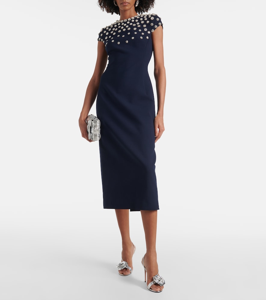 Oscar de la Renta Embellished wool-blend midi dress