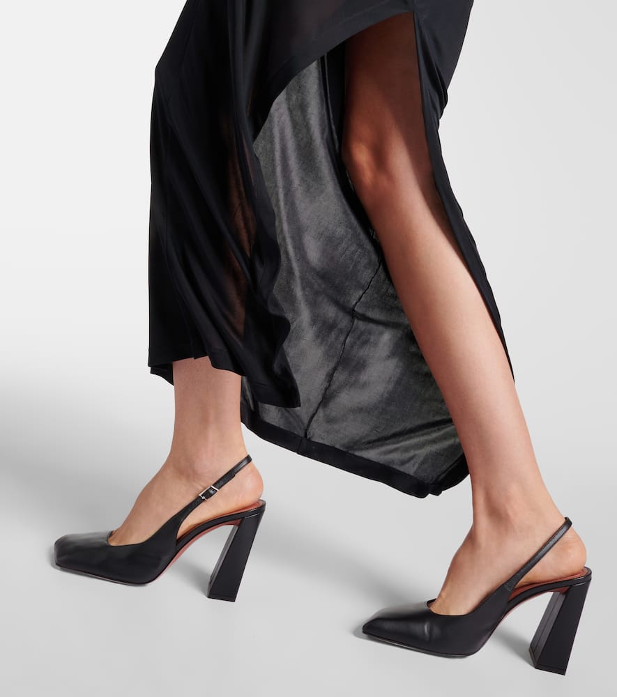 Amina Muaddi Charlotte Leather Mary Jane Pumps In Black