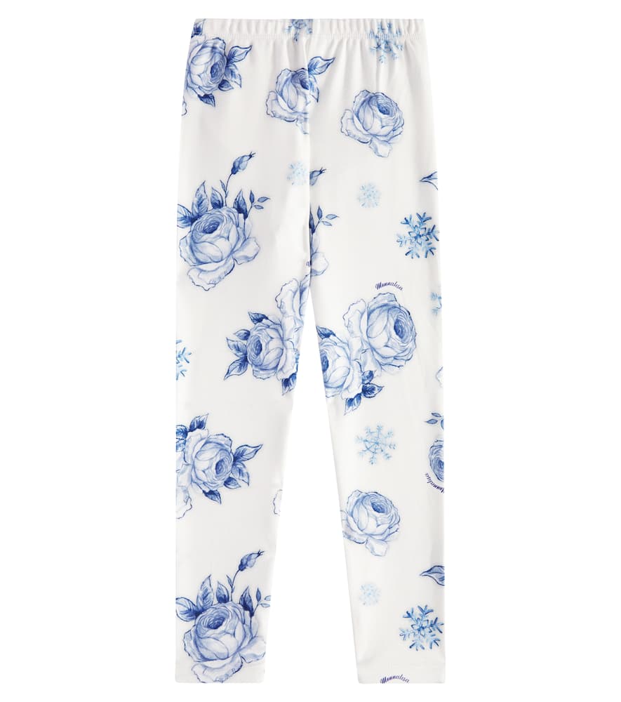 Monnalisa Floral-print Jersey Leggings In Weiss