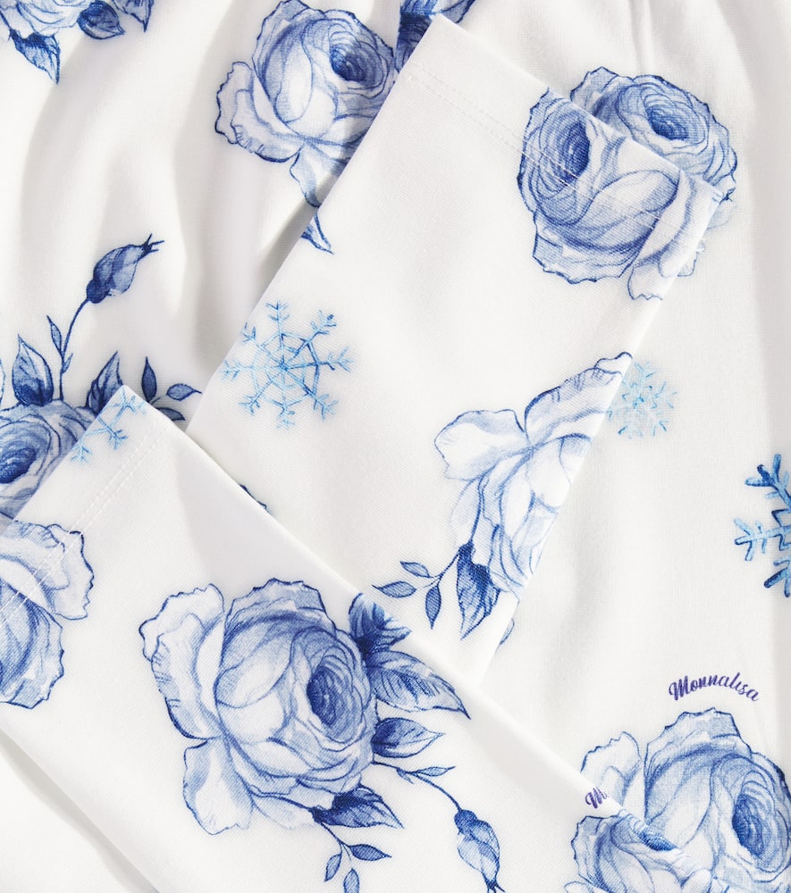 Monnalisa Floral-print Jersey Leggings In Weiss