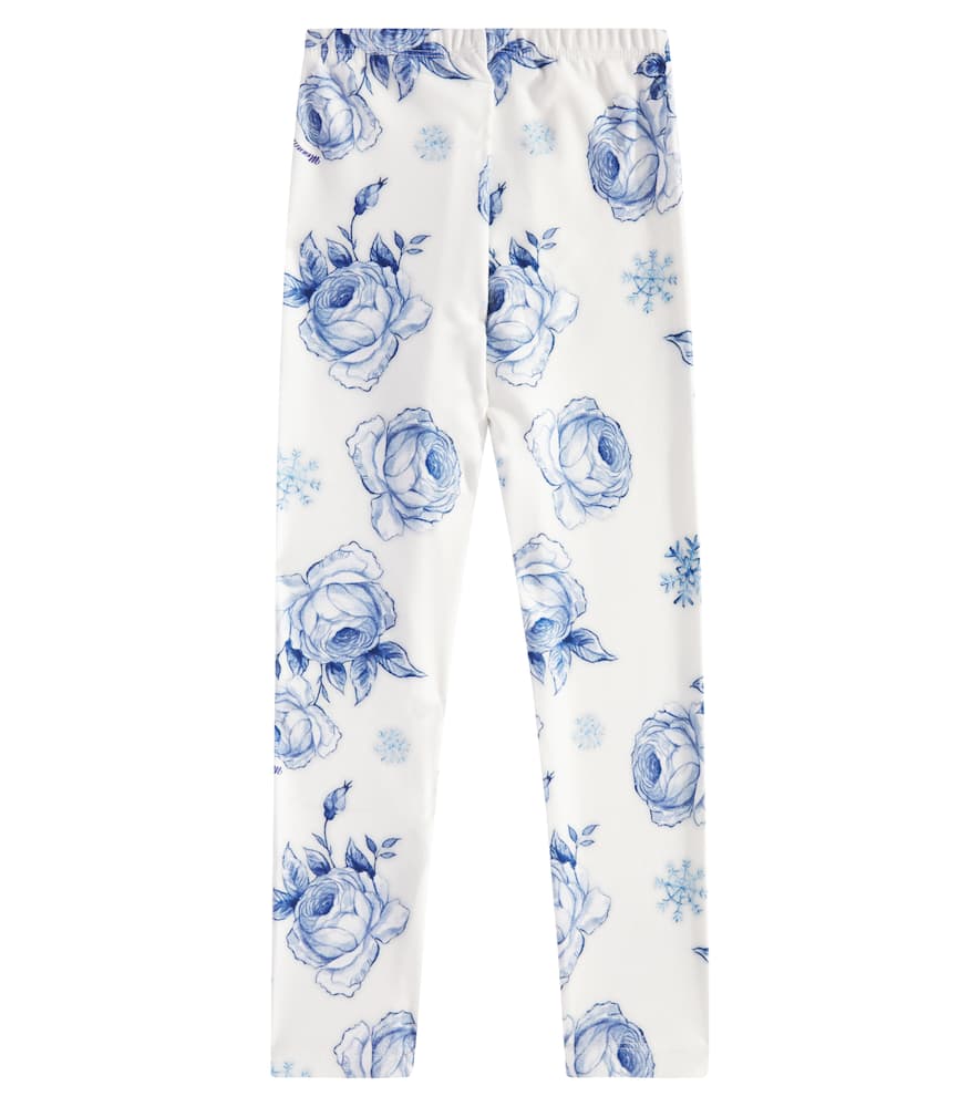 Monnalisa Floral-print Jersey Leggings In Weiss