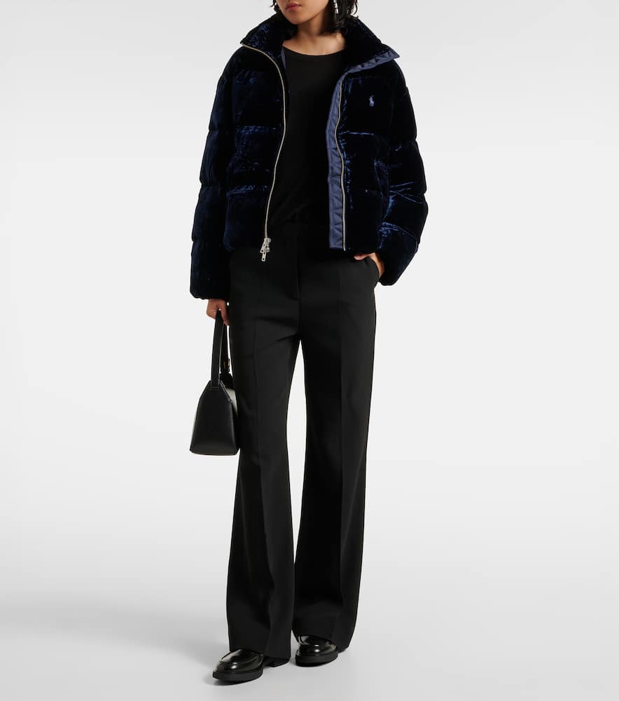 Polo Ralph Lauren Velvet Quilted Down Jacket In Blue