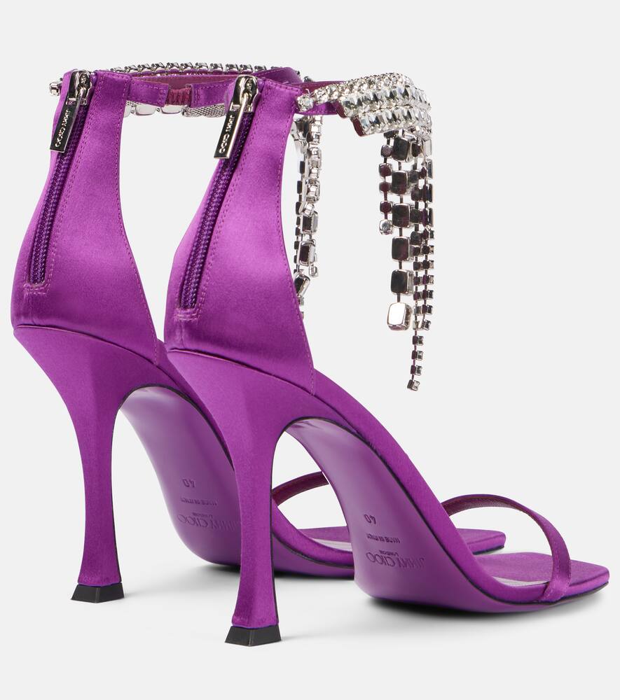 Jimmy Choo Verity 100 Embellished Satin Sandals In Pink